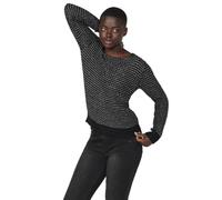 Koroshi Jersey Punto Tricot Manga Larga Cuello Redondo Mujer, de Color Black, Talla XS