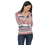 Koroshi Jersey Punto Tricot Manga Media Cuello Pico Mujer, de Color Multicolor/Multi-Coloured, Talla S