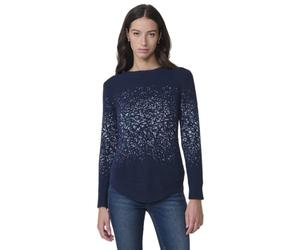 Koroshi Jersey Punto Tricot Suave Jacquard Mujer, de Color Navy, Talla M