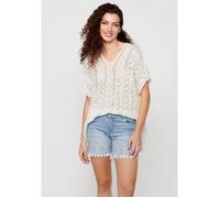 Koroshi Jersey tricot holgado de punto de mangas anchas de color crudo para mujer | Moda Actual