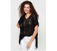 Koroshi Jersey tricot holgado de punto de mangas anchas de color negro para mujer | Moda Actual