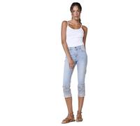 Koroshi Pantalón Jeans Capri elástico con Doble Push-up y Bordado étnico en Claro para Mujer, de Color Azul CL/Light Blue, Talla 40