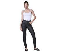 Koroshi Pantalón Largo 5 Bolsillos Corset Encerado Slim Push up Tiro Alto Mujer, de Color Black, Talla 34