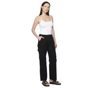 Koroshi Pantalón Largo con Bolsillos Cargo de algodón, para Mujer | Moda Actual, de Color Black, Talla 40