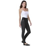 Koroshi Pantalón Largo Legging Jacquard Push up y Detalles Efecto Piel Mujer, de Color Black, Talla 34