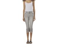 Koroshi Pantalón Pirata Mujer Push-Up Bordado Negro, de Color Black Denim, Talla 40