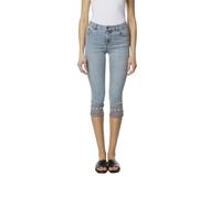 Koroshi Pantalón Pirata Mujer Vaquero Bordado Brillos Azul, de Color Azul Med/Medium Blue, Talla 42