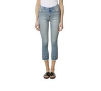 Koroshi Pantalón Pirata Mujer Vaquero Push-Up Bordado Azul Medio, de Color Azul Med/Medium Blue, Talla 40