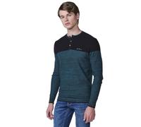 Koroshi Polo de Hombre en Punto Tricot, de Manga Larga y Cuello Redondo Abotonado. 100% algodón., de Color Black, Talla XXL