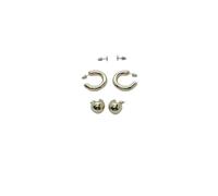 Koroshi Set de tres pendientes dorados combinados con cierre de tuerca para mujer, de color ORO, Talla UNI