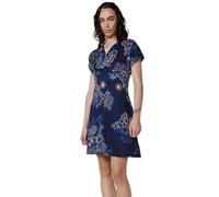 Koroshi Vestido Corto con Estampado Cachemira para Mujer, de Color Azul/Blue, Talla L