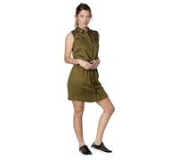 Koroshi Vestido Corto de Manga Corta Acabado en Vuelta con Escote Camisero y Bordados Color Kaki para Mujer | Moda Actual, de Color Kaki, Talla M