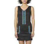 Koroshi Vestido Corto de Tirantes Ajustado sin Mangas con Detalles étnicos y Escote Redondo | Estilo versátil, de Color Black, Talla S