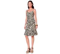 Koroshi Vestido Corto de Tirantes Regulables para Mujer con Escote Pico y Estampado Animal Multicolor, de Color Negro, Talla S