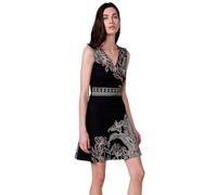 Koroshi Vestido Corto elástico con Escote Pico Cruzado para Mujer Color Negro, de Color Negro, Talla M