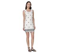 Koroshi Vestido Corto para Mujer con Tirantes Anchos y Cenefa étnica, de Color Crudo/Off-White, Talla M