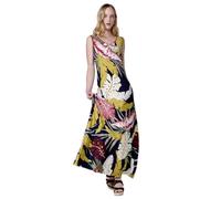 Koroshi Vestido Largo con Estampado Tropical y Bordado Manta para Mujer, de Color Multicolor/Multi-Coloured, Talla XXL