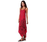 Koroshi Vestido Largo con Tirantes Regulables, Bajo en Picos y Estampado Floral con Detalles de Brillos en el Escote en Rojo, de Color Rojo, Talla L