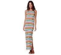 Koroshi Vestido Largo de Punto con Cuello Redondo, Tirantes Anchos y Abertura Lateral, con Forro Ligero y Rayas Multicolor, de Color Multicolor, Talla M