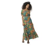 Koroshi Vestido Largo Mujer Escote Asimétrico Estampado Floral Multicolor, de Color Multicolor/Multi-Coloured, Talla XL
