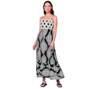 Koroshi Vestido Largo Negro y Crudo para Mujer con Tirantes Regulables y Estampado Damasco, de Color Negro, Talla L