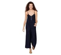 Koroshi Vestido Mono pantalón Holgado de Tela con Pliegues y Tirantes Ajustables de Color Azul para Mujer | Moda Actual, de Color Navy, Talla S