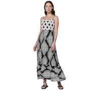 Koroshi Vestido Mujer Largo Estampado Damasco con Tirantes Negro, de Color Black, Talla XS