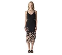 Koroshi Vestido Mujer Midi Tirantes Estampado Palmeras Negro, de Color Black, Talla XL