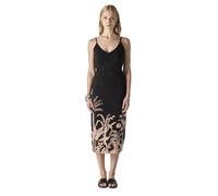 Koroshi Vestido Mujer Midi Tirantes Estampado Palmeras Negro, de Color Black, Talla XS