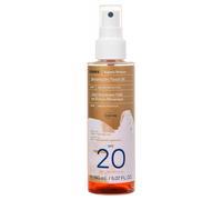 KORRES AEGEAN BRONZE Spray Aceite bronceador seco con factor de protección solar SPF 20, con aceite de algarroba para favorecer el bronceado, aceite corporal bronceador vegano, 150ml