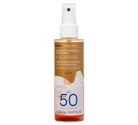 KORRES AEGEAN BRONZE Spray bronceador bifásico con factor de protección solar alto SPF 50, con aceite de algarroba para favorecer el bronceado, spray solar vegano para el cuerpo, 150 ml.