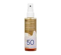 KORRES AEGEAN BRONZE Spray bronceador bifásico con factor de protección solar alto SPF 50, con aceite de algarroba para favorecer el bronceado, spray solar vegano para el cuerpo, 150 ml.