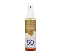 KORRES AEGEAN BRONZE Spray bronceador bifásico con factor de protección solar alto SPF 50, con aceite de algarroba para favorecer el bronceado, spray solar vegano para el cuerpo, 150 ml.