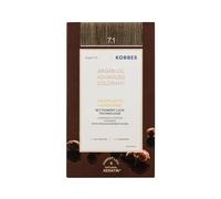 KORRES Argan Oil Colorant - tinte sin amoniaco con aceite de argán orgánico Rubio ceniza 7.1-100% cobertura de canas & vegano para un resultado de color duradero