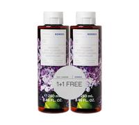 KORRES LILAC Juego de gel de ducha 1+1, gel de ducha revitalizante con aloe vera activo y aroma floral en beneficio, dermatológicamente probado y vegano, 2 x 250 ml
