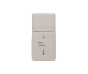 KORRES Natural Radiance Foundation Light 01, cobertura media, revela el brillo natural de la piel, textura ligeramente cremosa, con extracto de flor de peonía, vegano, 30 ml