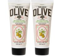 KORRES Olive & Honey Pear Body Milk, loción corporal hidratante con aceite de oliva virgen, de rápida absorción, para una piel suave, con aroma fresco a pera, vegana, 200 ml (Paquete de 2)