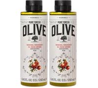 KORRES OLIVE POMEGRANATE gel de ducha hidratante para una piel flexible, con aceite de oliva virgen extra y perfume de granada, vegano, sin siliconas ni parabenos, 250 ml (Paquete de 2)
