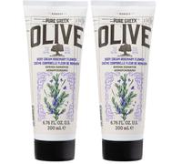 KORRES OLIVE & ROSEMARY FLOWER leche corporal hidratante para una piel flexible, con aceite de oliva virgen extra, con perfume de romero, vegana, sin siliconas ni parabenos, 200 ml (Paquete de 2)