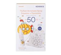 Korres Set Yogurt - Protector solar en aerosol para cuerpo y cara para niños, SPF 50, 150 ml y tela de regalo para pintar
