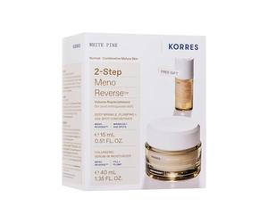 KORRES White Pine 2-Step Meno Reverse - Set de cuidado facial (concentrado suavizante de 15 ml y crema de día de 40 ml, para la piel después de la menopausia, vegano)