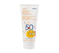 KORRES YOGHURT Emulsión solar protectora para niños SPF 50, crema solar resistente al agua con aceite de almendras y yogur griego, de rápida absorción y suave para la piel, 200 ml.
