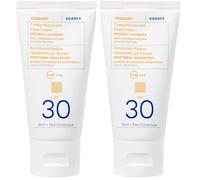 KORRES YOGHURT Crema solar facial con color SPF30, se absorbe rápidamente, hidrata durante mucho tiempo, resistente al agua, 50 ml. (Paquete de 2)