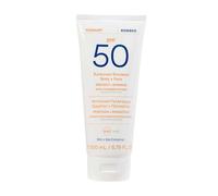 KORRES YOGHURT Emulsión solar para cuerpo y rostro SPF50, se absorbe en un instante, hidrata durante mucho tiempo, resistente al agua, 200 ml.