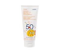 KORRES YOGHURT Emulsión solar protectora para niños SPF 50, crema solar resistente al agua con aceite de almendras y yogur griego, de rápida absorción y suave para la piel, 200 ml.