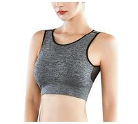 Korsage Damen Bauchweg Women Longline Full Coverage Sports Bras Medium Impact Padded Workout Crop Tops for Yoga Gym Unterwäsche Damen, gris, S