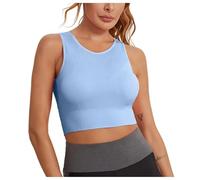 Korsage Damen Bauchweg Women Longline Full Coverage Sports Bras Medium Impact Padded Workout Crop Tops for Yoga Gym Unterwäsche Damen, azul, XXL