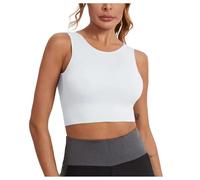Korsage Damen Bauchweg Women Longline Full Coverage Sports Bras Medium Impact Padded Workout Crop Tops for Yoga Gym Unterwäsche Damen, Blanco, L
