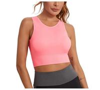 Korsage Damen Bauchweg Women Longline Full Coverage Sports Bras Medium Impact Padded Workout Crop Tops for Yoga Gym Unterwäsche Damen, Rosa., L