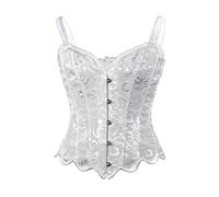 Korsagen - Corsé de cintura retro con estampado floral para mujer, Blanco, XS (x_s)